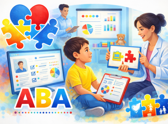 Terapeuta ABA e criança em interação